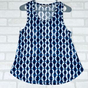 Athleta Women's Tank Top Sleeveless Blue White Diamond Pattern Athleisure Small‎